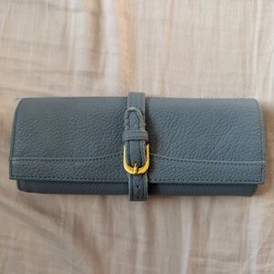 Jewelry roll baby blue leather
